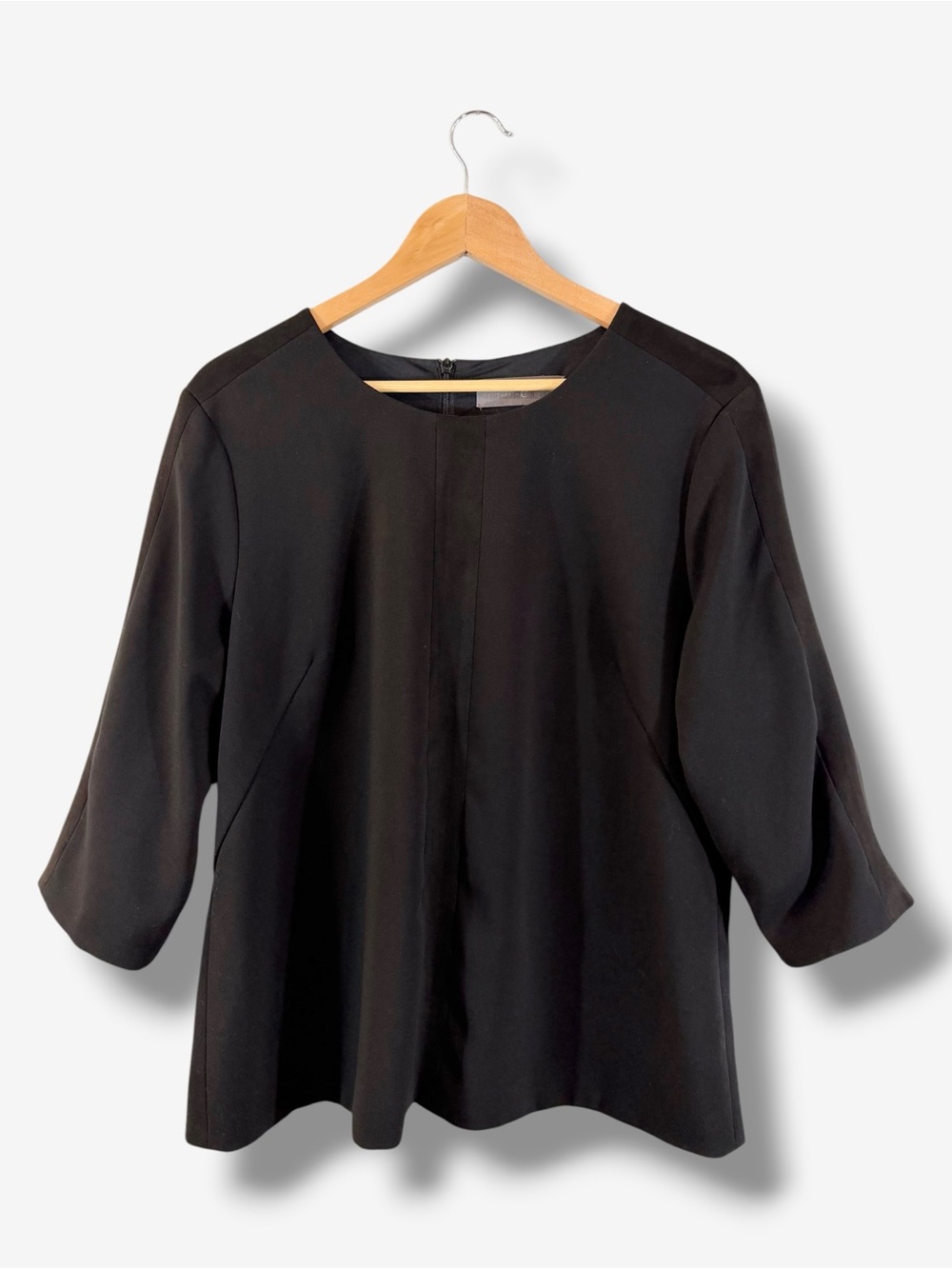 Elizabeth & Clarke Unstainable Bancroft Black 3/4 Sleeve Ponte Knit Top Size 16